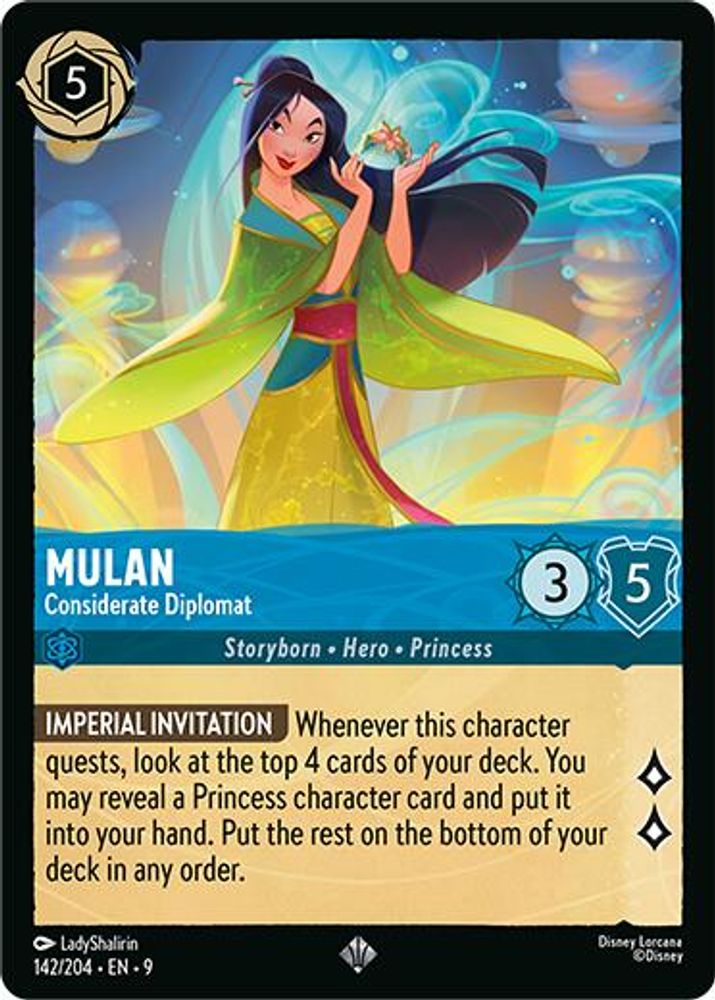 Mulan - Considerate Diplomat 142/204 Super Rare Fabled Lorcana Near Mint