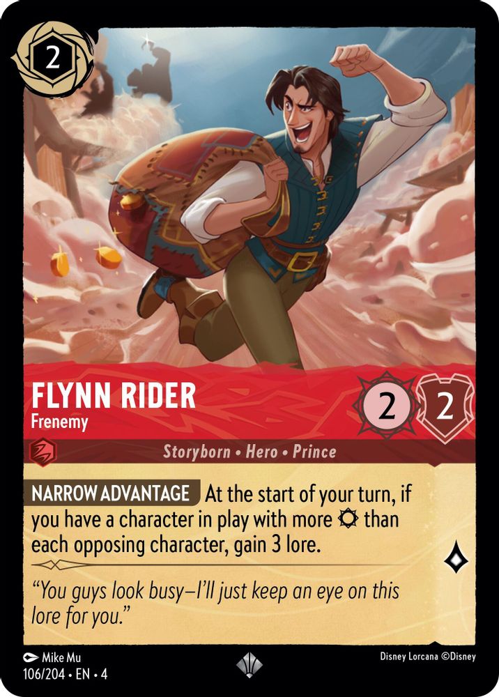 Flynn Rider - Frenemy 106/204 Super Rare Ursula's Return Lorcana Near Mint