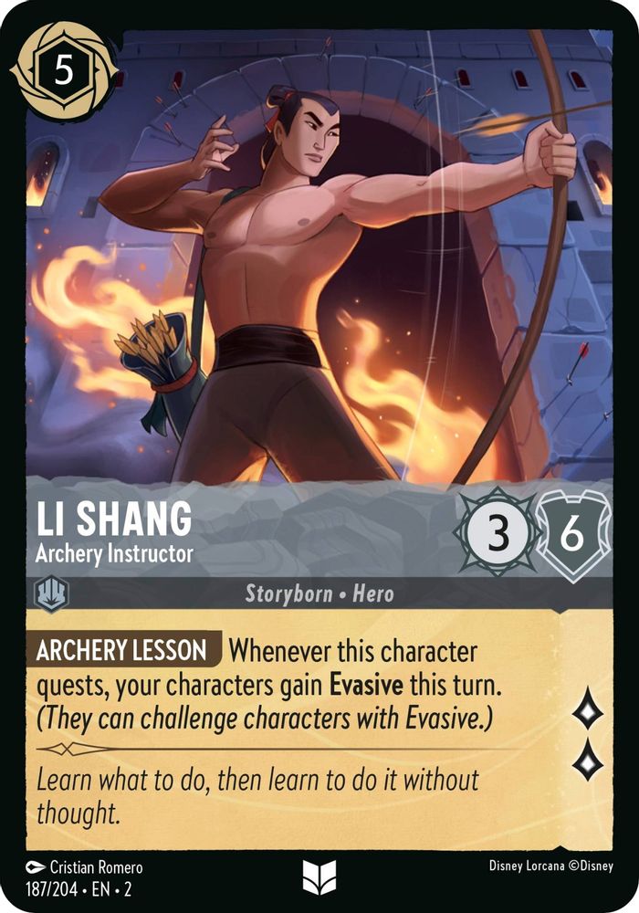 Li Shang - Archery Instructor 187/204 Uncommon Rise of the Floodborn Lorcana NM