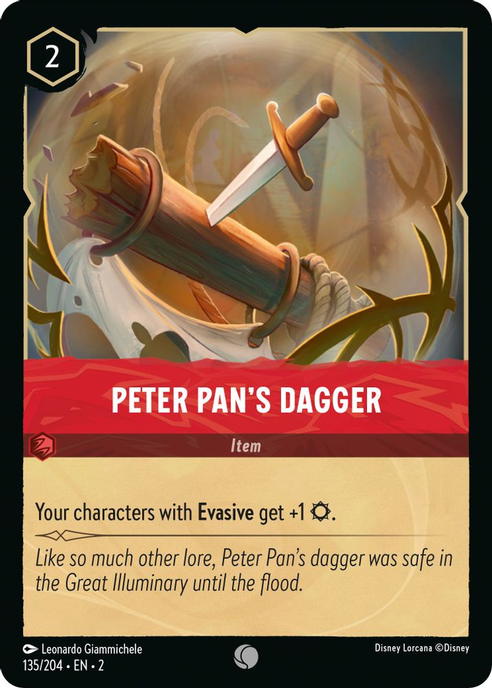 Peter Pan's Dagger 135/204 Common Rise of the Floodborn Lorcana Near Mint
