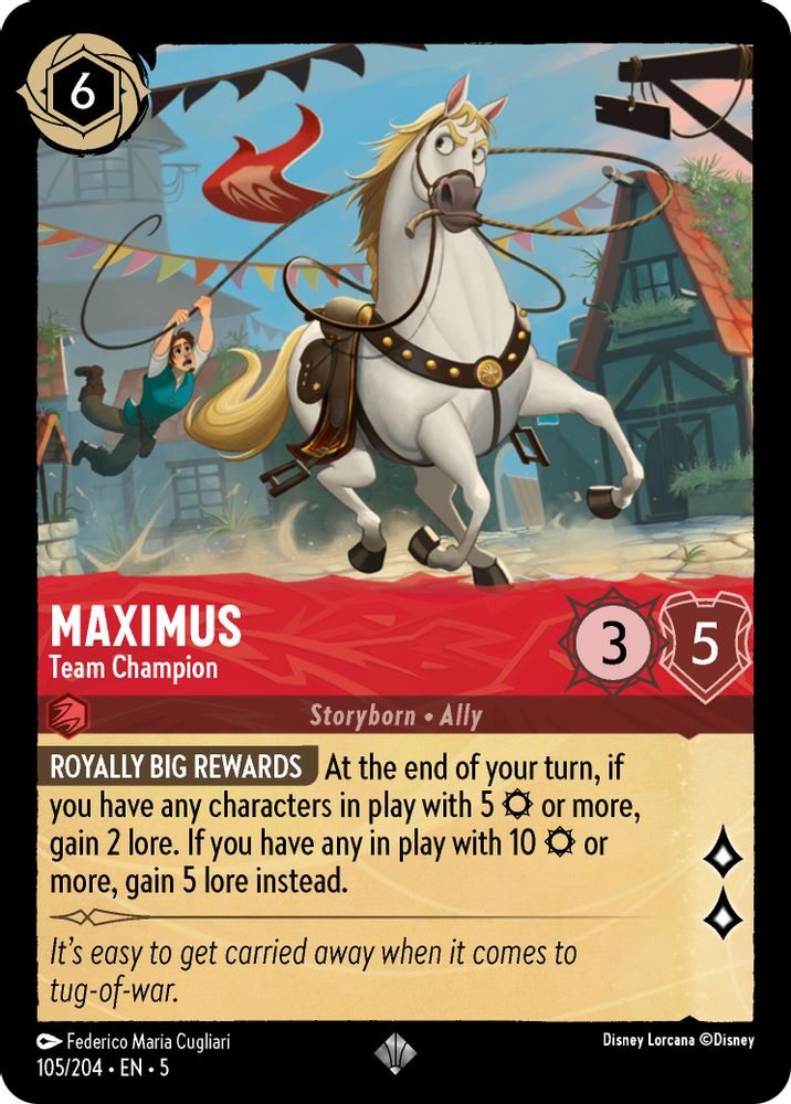 Maximus - Team Champion 105/204 Super Rare Shimmering Skies Lorcana Near Mint