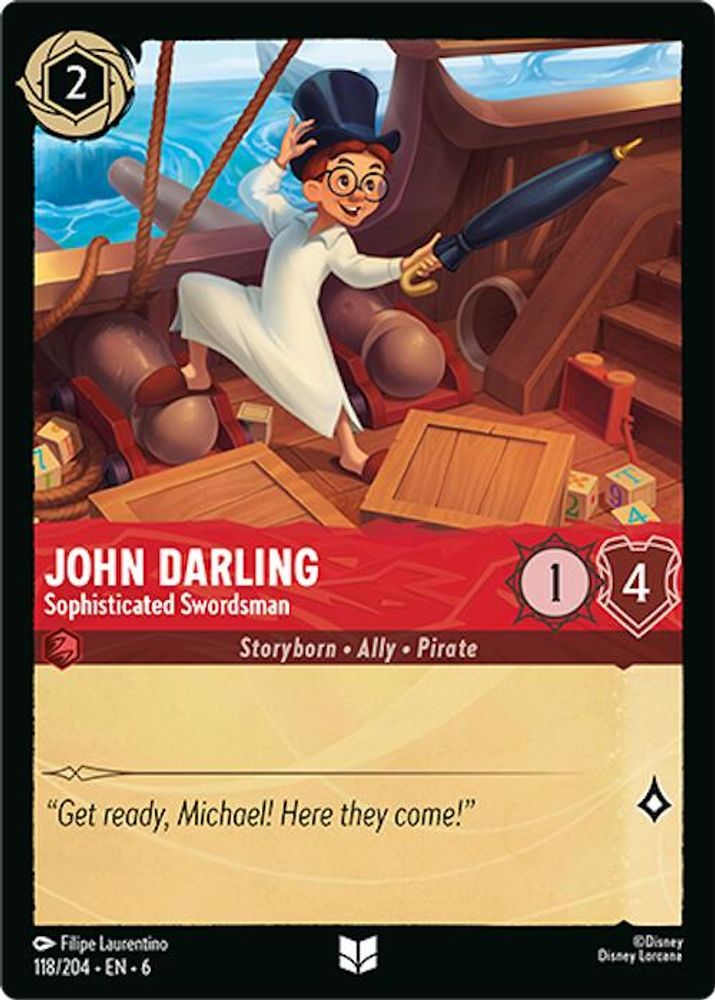 John Darling - Sophisticated Swordsman 118/204 Uncommon Azurite Sea Lorcana NM