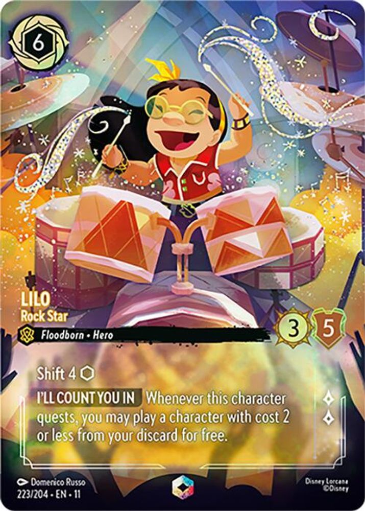 Lilo - Rock Star (Enchanted) 223/204 Enchanted Winterspell Lorcana Holo NM
