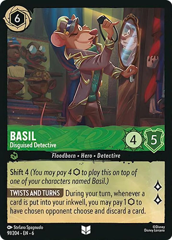 Basil - Disguised Detective 91/204 Uncommon Azurite Sea Lorcana Near Mint