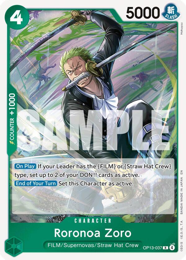 Roronoa Zoro OP13-037 Rare Carrying On His Will One Piece Foil Near Mint