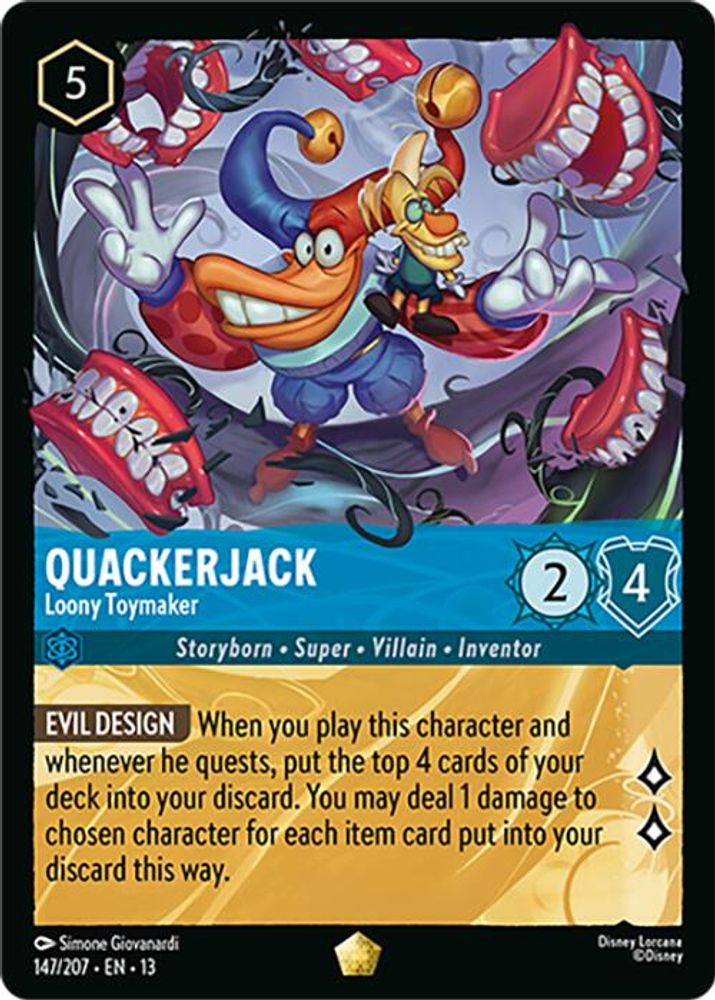 Quackerjack - Loony Toymaker 147/204 Legendary Attack of the Vine! Lorcana NM