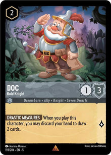Doc - Bold Knight 193/204 Rare Shimmering Skies Lorcana Near Mint