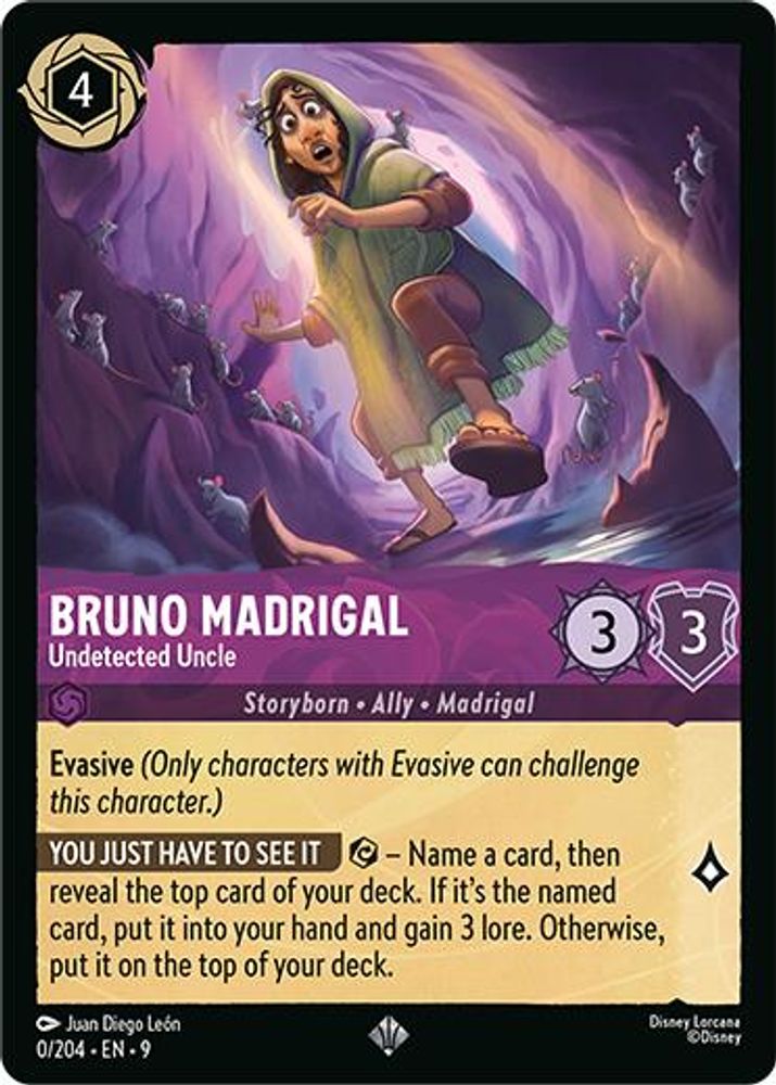 Bruno Madrigal - Undetected Uncle 0/204 Super Rare Fabled Lorcana Near Mint