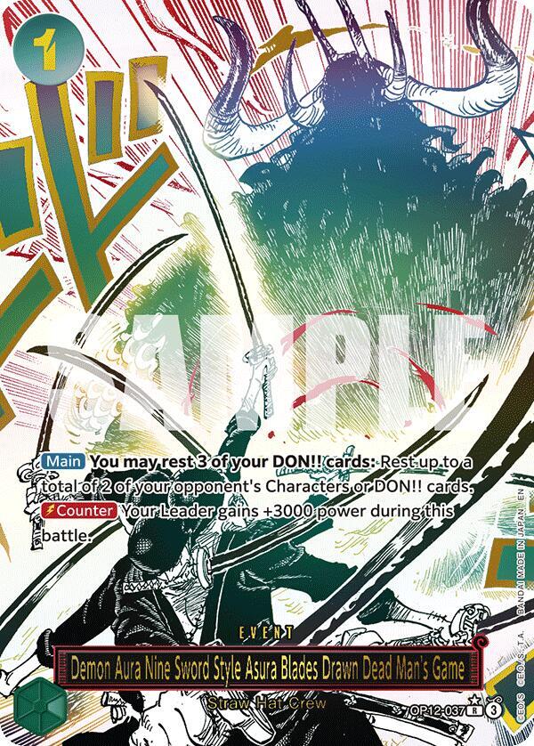 Demon Aura Nine Sword Style Asura Blades Drawn Dead Man's Game (Alternate Art) OP12-037 Legacy of the Master One Piece Foil NM
