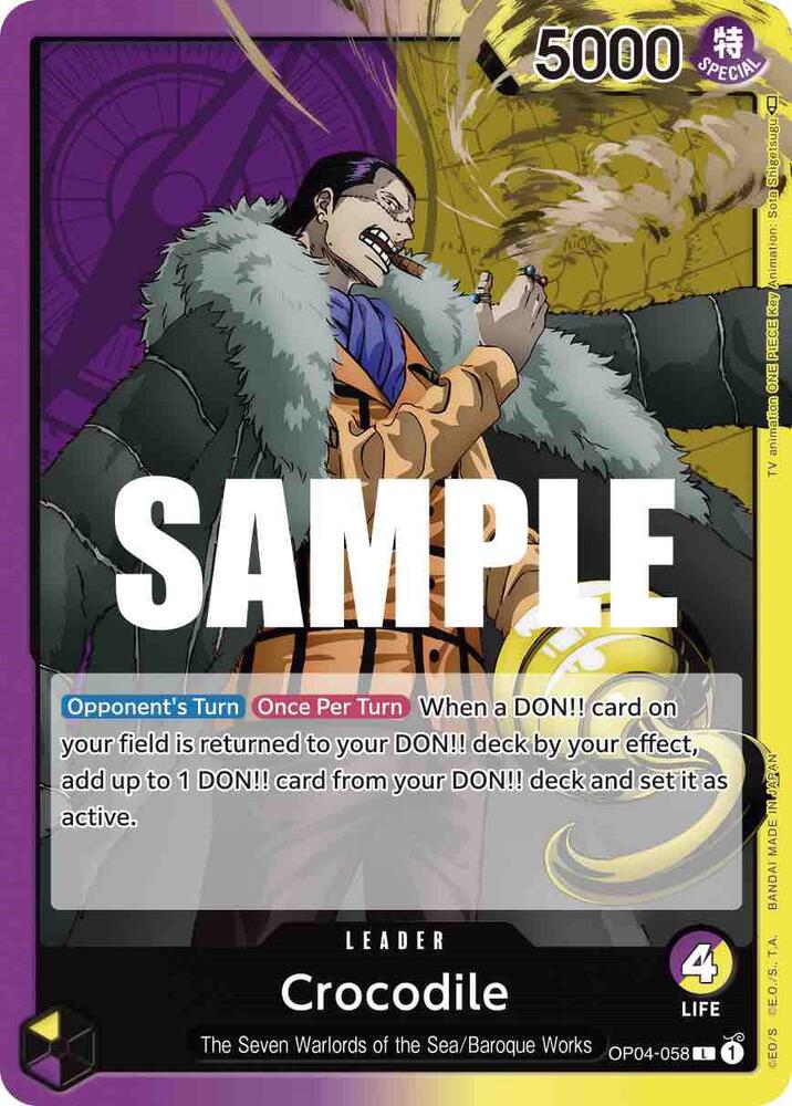Crocodile (058) OP04-058 Leader Kingdoms of Intrigue One Piece Near Mint