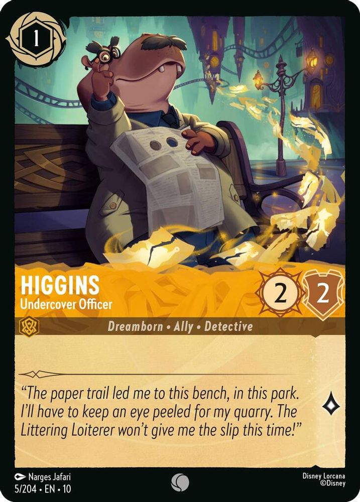 Higgins - Undercover Officer 5/204 Common Whispers in the Well Lorcana Near Mint