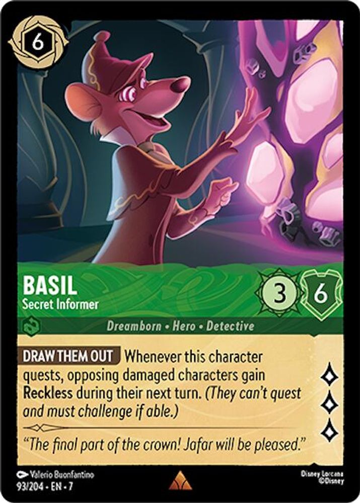 Basil - Secret Informer 93/204 Rare Archazia's Island Lorcana Near Mint