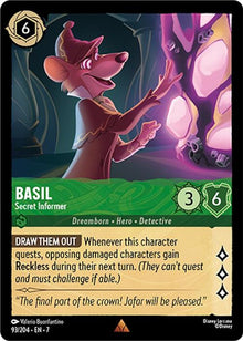 Basil - Secret Informer 93/204 Rare Archazia's Island Lorcana Near Mint
