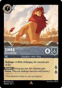 Simba - Returned King 189/204 Rare The First Chapter Lorcana Near Mint