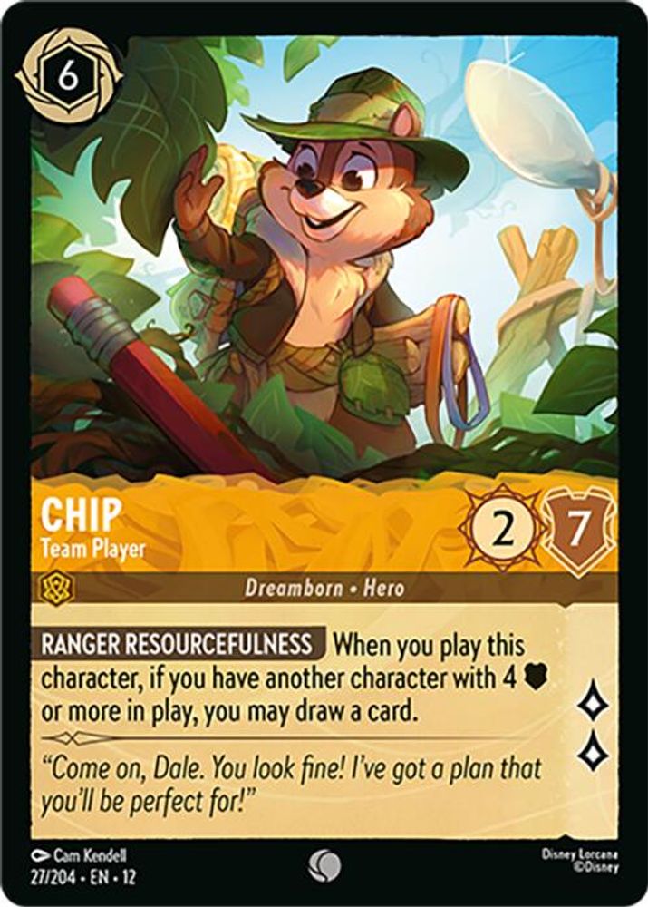Chip - Team Player 27/204 Common Wilds Unknown Lorcana Near Mint