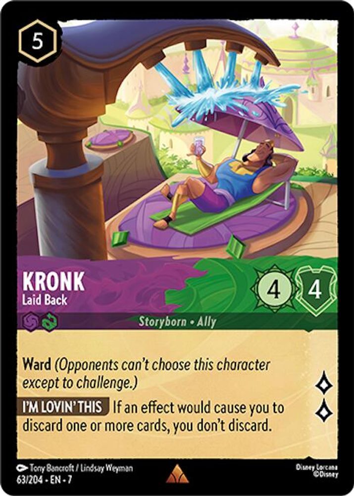 Kronk - Laid Back 63/204 Rare Archazia's Island Lorcana Near Mint