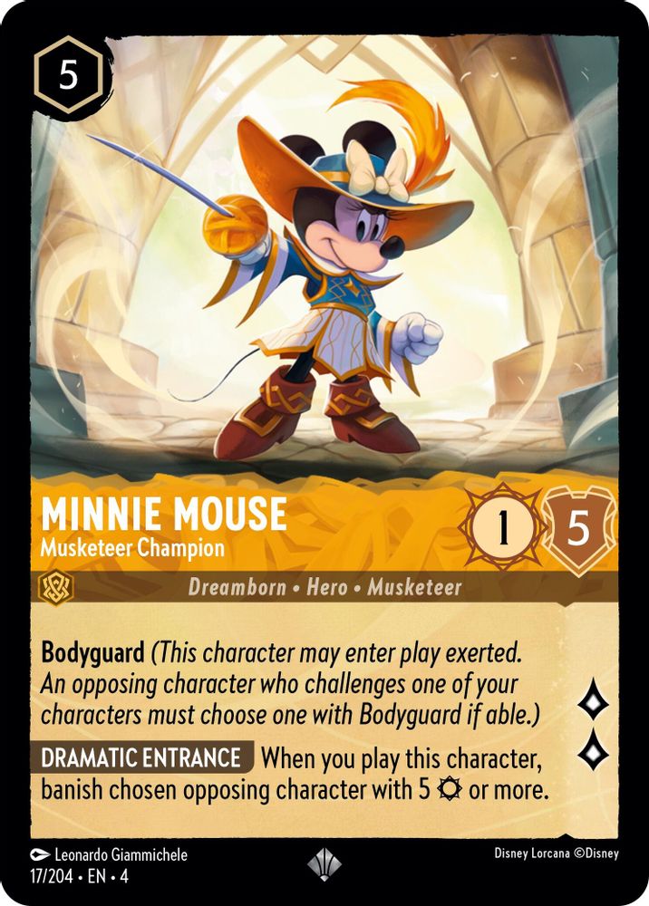 Minnie Mouse - Musketeer Champion 17/204 Super Rare Ursula's Return Lorcana NM