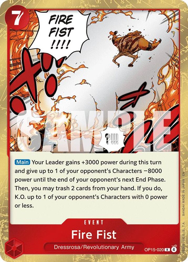 Fire Fist OP15-020 Rare Adventure on Kami's Island One Piece Foil Near Mint