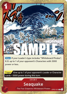 Seaquake OP02-021 Rare Paramount War One Piece Foil Near Mint