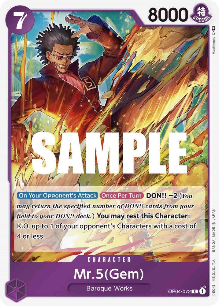 Mr.5 (Gem) OP04-072 Rare Kingdoms of Intrigue One Piece Foil Near Mint