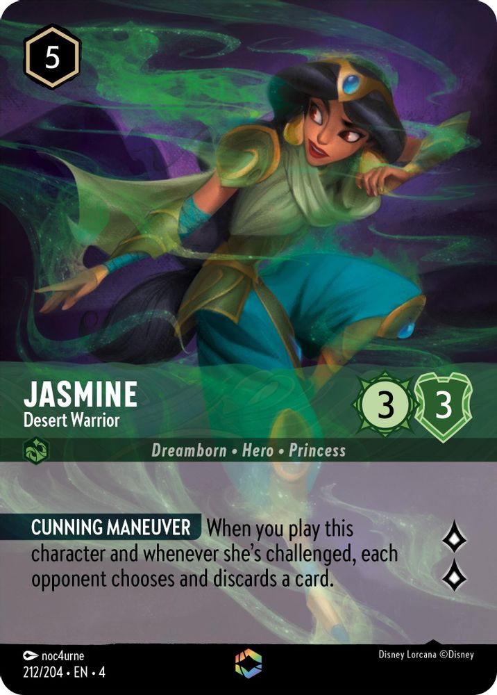 Jasmine - Desert Warrior (Enchanted) 212/204 Ursula's Return Lorcana Holo NM