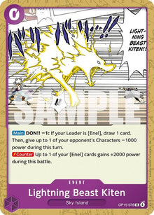 Lightning Beast Kiten OP15-076 Uncommon Adventure on Kami's Island One Piece NM