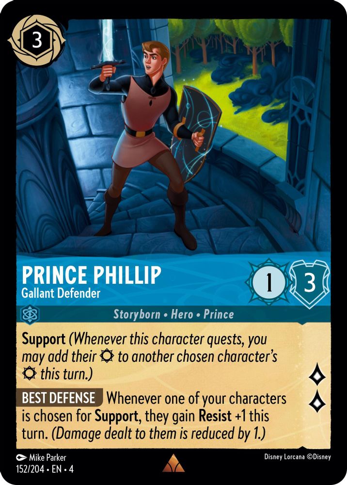Prince Phillip - Gallant Defender 152/204 Rare Ursula's Return Lorcana Near Mint