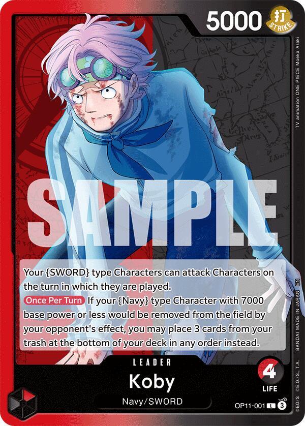 Koby (001) OP11-001 Leader A Fist of Divine Speed One Piece Near Mint