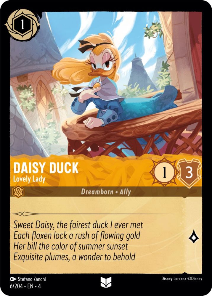 Daisy Duck - Lovely Lady 6/204 Uncommon Ursula's Return Lorcana Near Mint