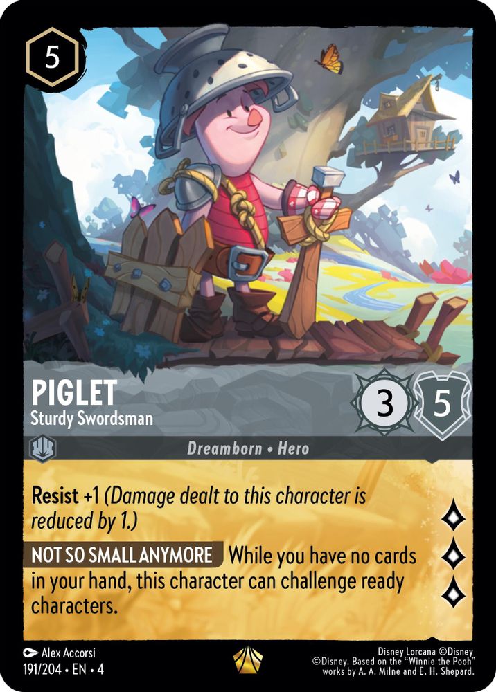 Piglet - Sturdy Swordsman 191/204 Legendary Ursula's Return Lorcana Near Mint