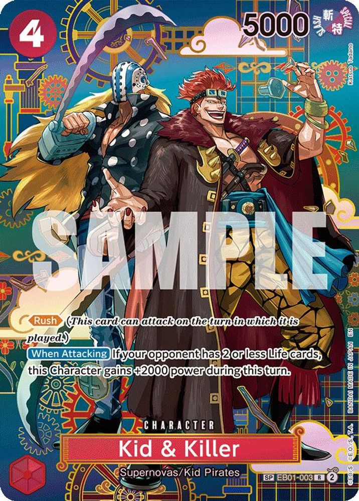 Kid & Killer EB01-003 Rare The Azure Sea's Seven One Piece Foil Near Mint