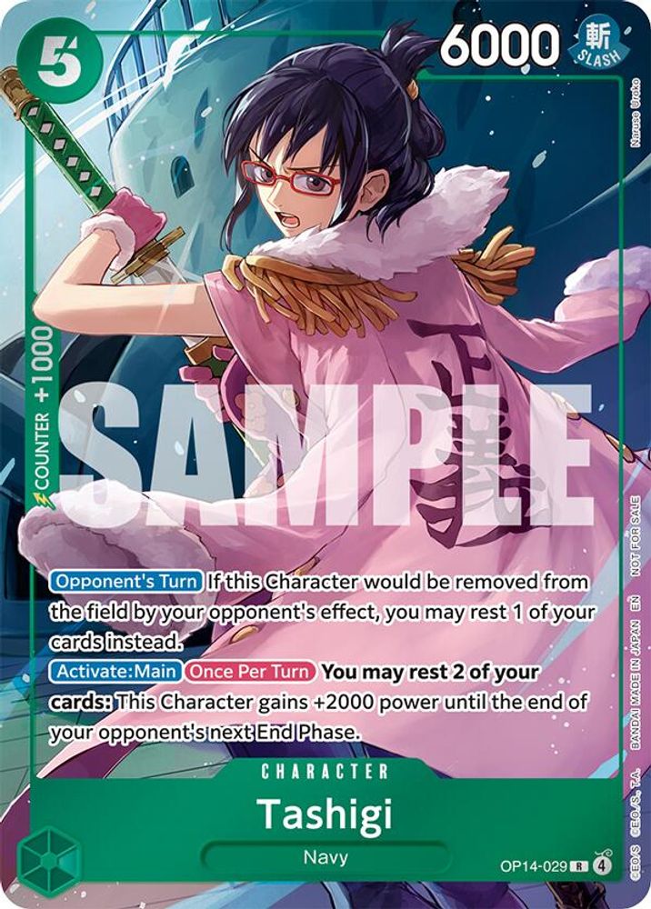 Tashigi (Dash Pack) OP14-029 Rare The Azure Sea's Seven One Piece Foil Near Mint