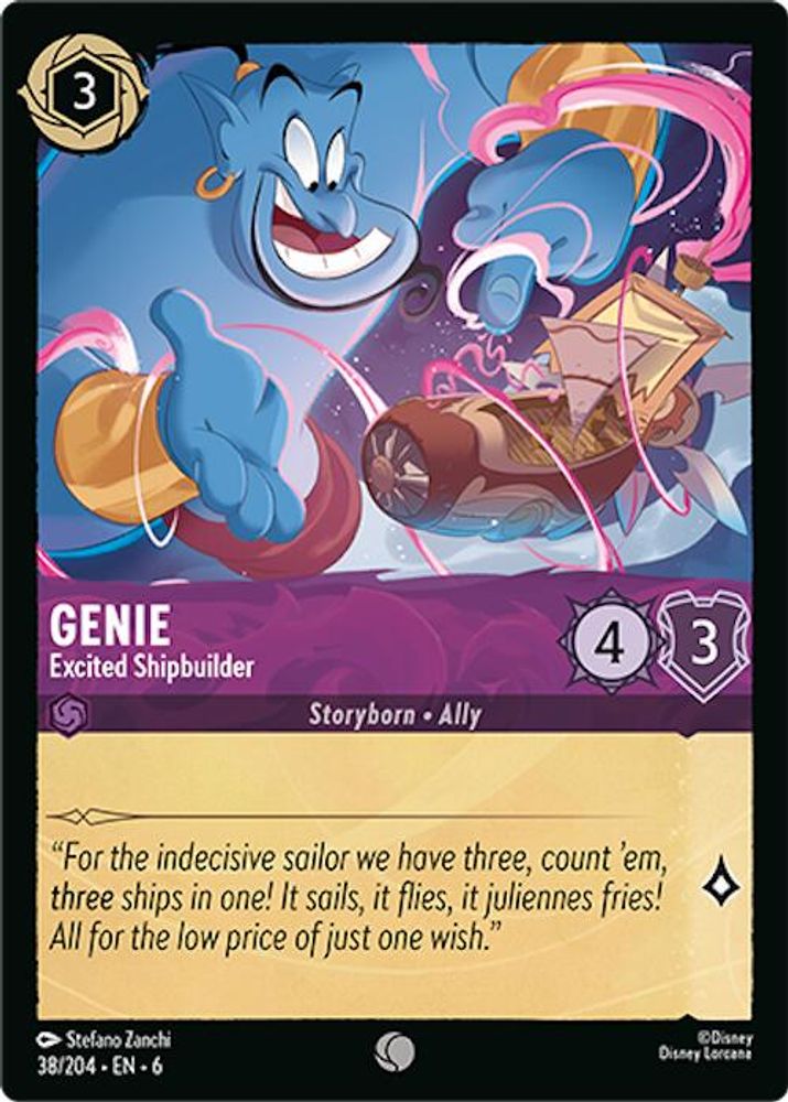 Genie - Excited Shipbuilder 38/204 Common Azurite Sea Lorcana Near Mint