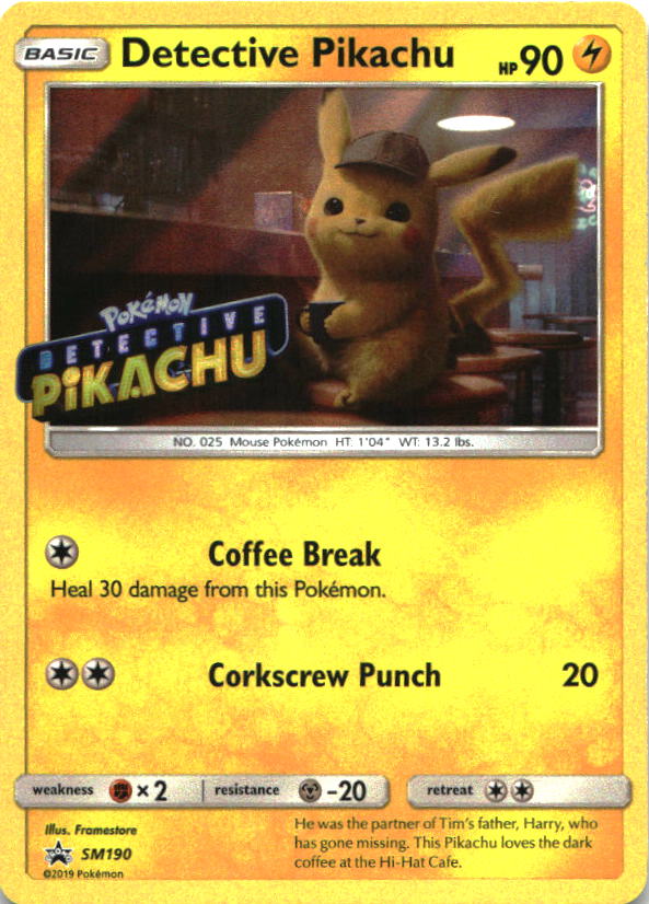 Detective Pikachu - (Stamped) SM190 Holo Promo Sun & Moon Promo Pokemon LP