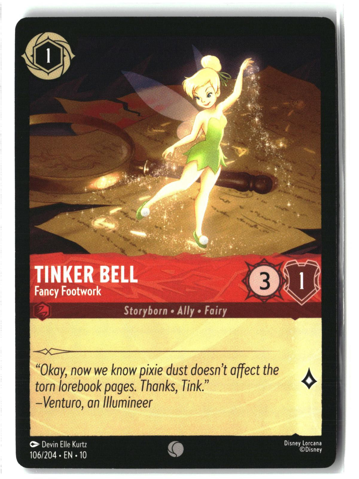 Tinker Bell - Fancy Footwork 106/204 Common Whispers in the Well Lorcana LP