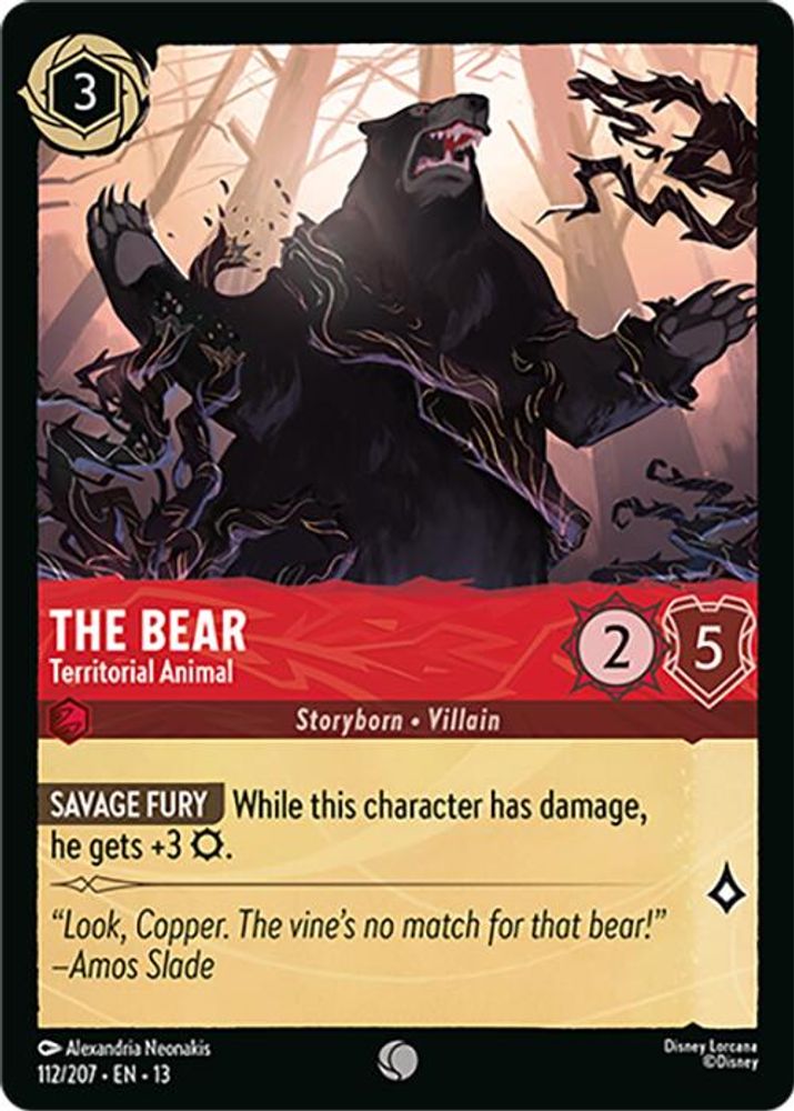 The Bear - Territorial Animal 112/204 Common Attack of the Vine! Lorcana NM