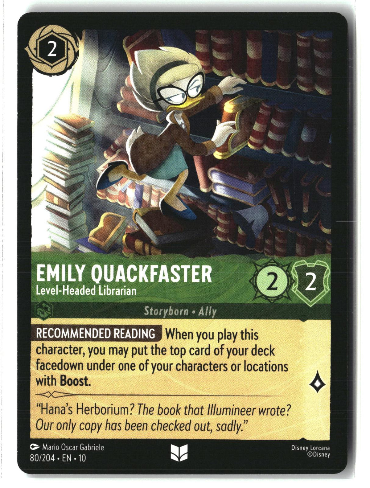 Emily Quackfaster - Level-Headed Librarian 80/204 Whispers in the Well Lorcana LP