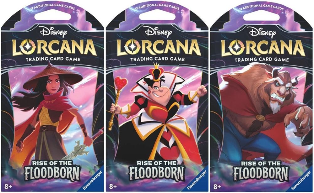 Disney Lorcana: Rise of the Floodborn Sleeved Booster Pack Art Bundle [Set of 3] Rise of the Floodborn Lorcana NM
