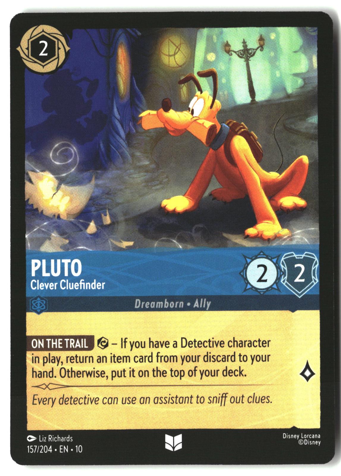 Pluto - Clever Cluefinder 157/204 Uncommon Whispers in the Well Lorcana LP