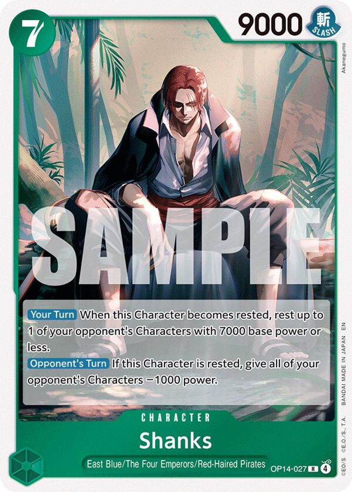 Shanks OP14-027 Rare The Azure Sea's Seven One Piece Foil Near Mint