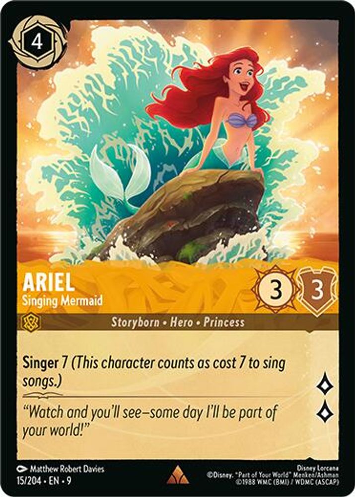 Ariel - Singing Mermaid 15/204 Rare Fabled Lorcana Near Mint