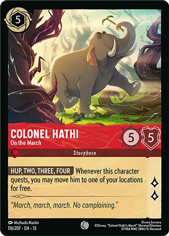 Colonel Hathi - On the March 116/204 Common Attack of the Vine! Lorcana NM
