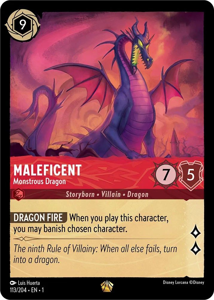 Maleficent - Monstrous Dragon 113/204 Legendary The First Chapter Lorcana NM