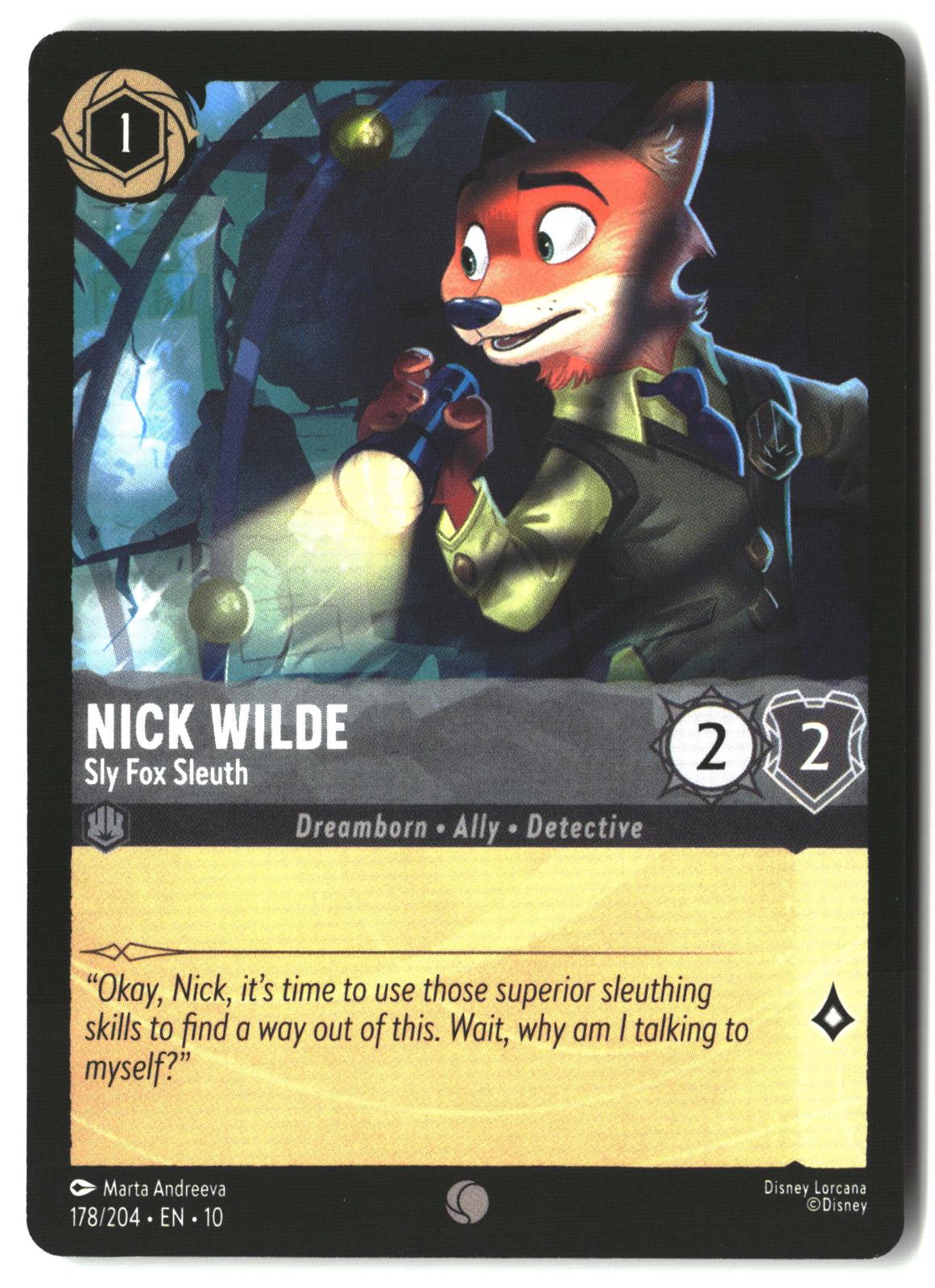 Nick Wilde - Sly Fox Sleuth 178/204 Common Whispers in the Well Lorcana LP
