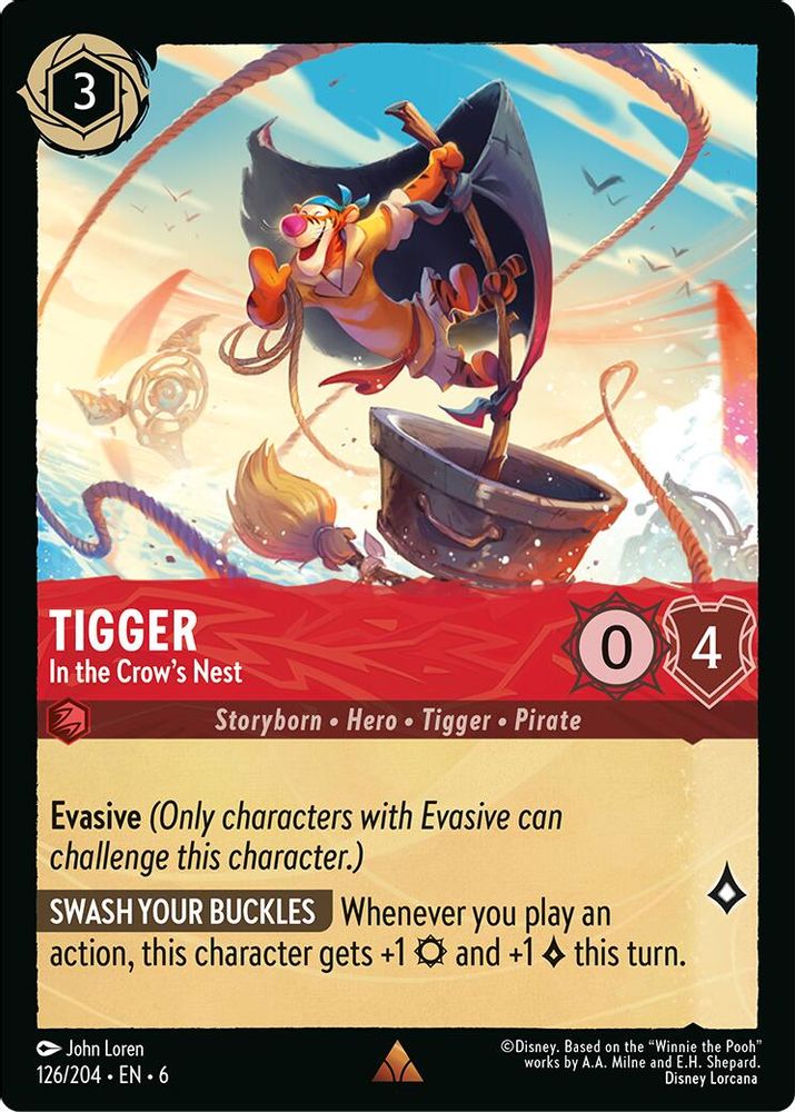 Tigger - In the Crow's Nest 126/204 Rare Azurite Sea Lorcana Near Mint
