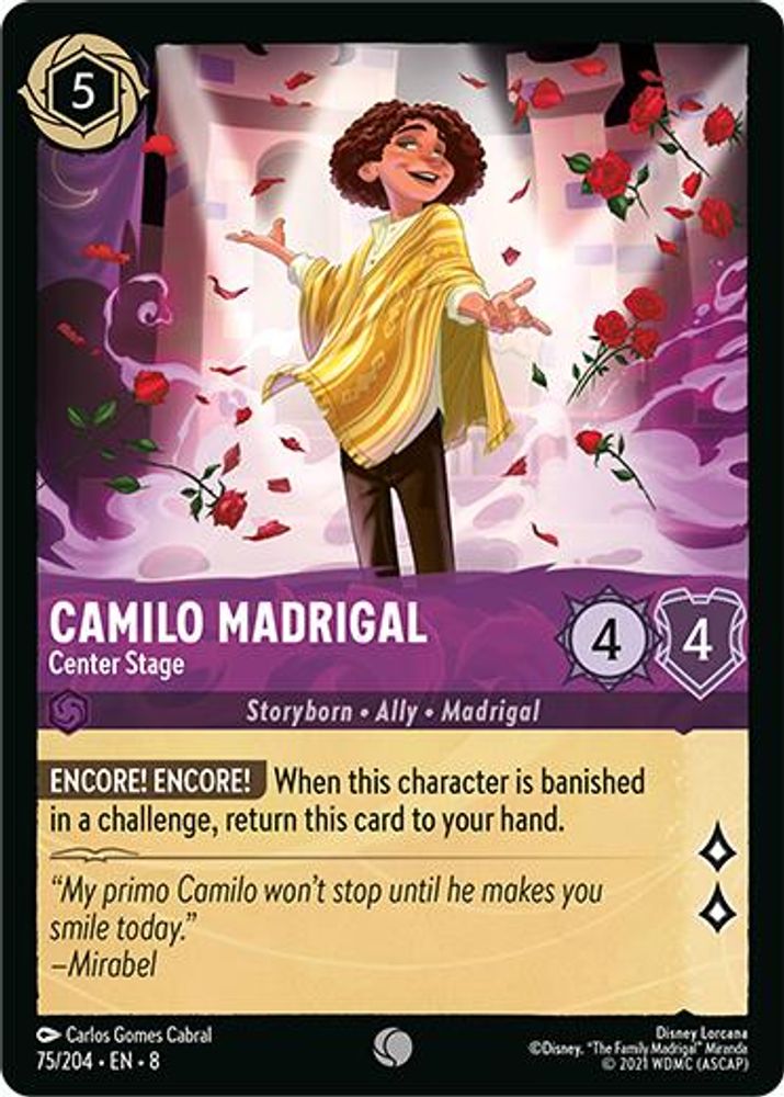 Camilo Madrigal - Center Stage 75/204 Common Reign of Jafar Lorcana Near Mint