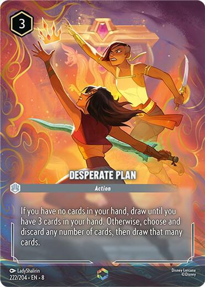 Desperate Plan (Enchanted) 222/204 Enchanted Reign of Jafar Lorcana Holo NM