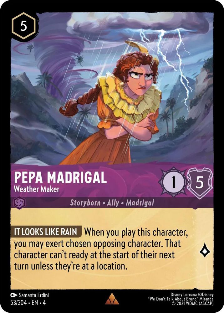 Pepa Madrigal - Weather Maker 53/204 Rare Ursula's Return Lorcana Near Mint