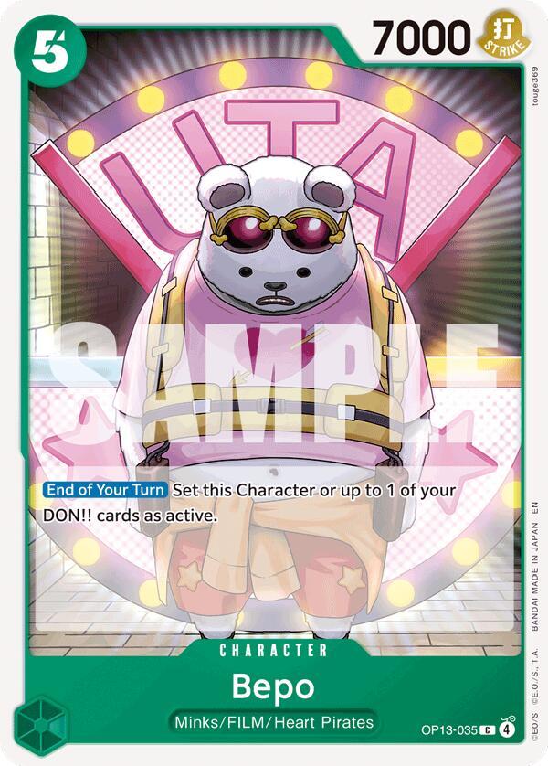 Bepo OP13-035 Common Carrying On His Will One Piece Near Mint