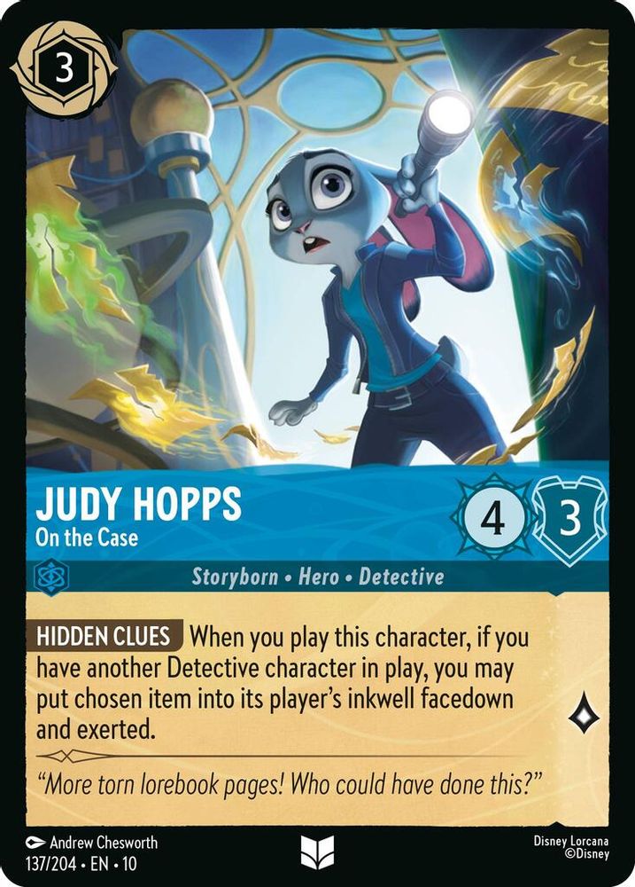 Judy Hopps - On the Case 137/204 Uncommon Whispers in the Well Lorcana Near Mint